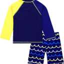 Boys Two Piece Rash Guard Swimsuits Kids Long Sleeve Sunsuit Swimwear Sets, Size: 2-3T