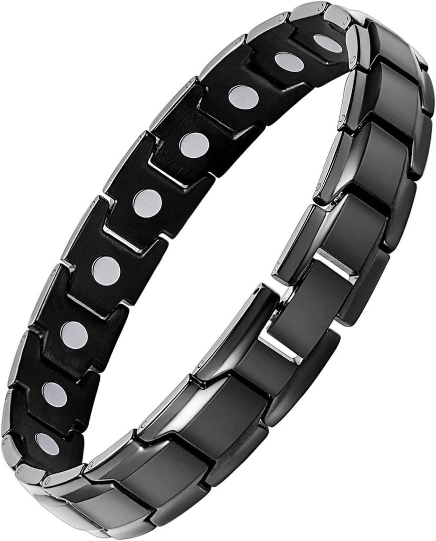 Feraco Mens Magnetic Bracelet, Effective Titanium Steel Magnet Bracelets With Sizing Tool, Black