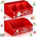 Shellwei 2 Pcs Christmas Hot Cocoa Bar Wood Storage Box Coffee Station Organizer Xmas Basket Organizer Bin Christmas Cute Wood Storage Bins Hot Chocolate Decorative Box for Home Kitchen Office Gift