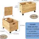 PEMAR Set of 2 Nesting Rolling Hyacinth Baskets, 2 Different Sizes (L & M)