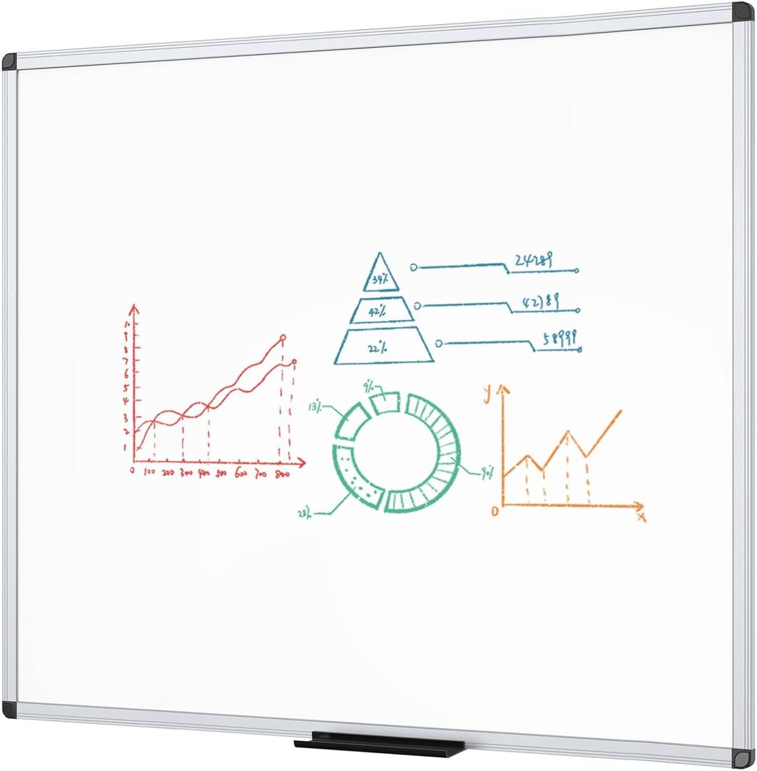 VIZ-PRO Dry Erase Board/Magnetic Whiteboard, 48 x 48 Inches, Large Wall Mounted Board for School Office and Home 4' x 4'
