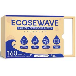 EcoseWave Laundry Detergent Sheets, 160 sheets, Fresh linen Scent, Hypoallergenic and Eco-Friendly Laundry Strip, Perfect for Travel Camping,Apartments, Dorms