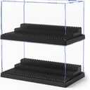 Mlikero 2 Pack Minifigure Display Case for Action Figures Blocks, Clear Dustproof Acrylic Display Box Storage with 3 Movable Steps Gifts for Children,Black