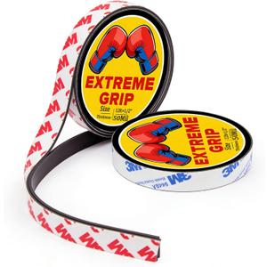 AB Magnetic Tape Strips with Adhesive, 0.5" x 12 Ft for DIY Crafts & Fridge Organization (2 Rolls)