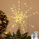 3 Pack Starburst Christmas Tree Topper with 150 LEDs & Remote, Gold | USB Powered with Auto Timer, Fits Trees Up to 9FT, Multiple Lighting Modes Create a Festive Glow