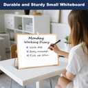 TSJ OFFICE Small White Board - 12 X 16 Inches Small Magnetic Dry Erase Board with Hooks for Wall, Desktop Whiteboard Stand 360 Degrees Revolving Double Sided for Office, Home, School, Gold