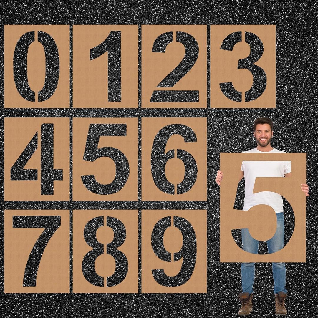 32 Inch Large Number Stencil Kit - Reusable Pavement & Cake Stencils for Parking Lot & Equipment Spray Painting