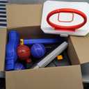 Toddler Kids Basketball Hoop, Height-Adjustable Indoor & Outdoor Portable Basketball Goal for Swimming Pool & Poolside Play, Playset for Boys & Girls with 4 Balls, 1 Gym Bag, 1 Pump, Blue