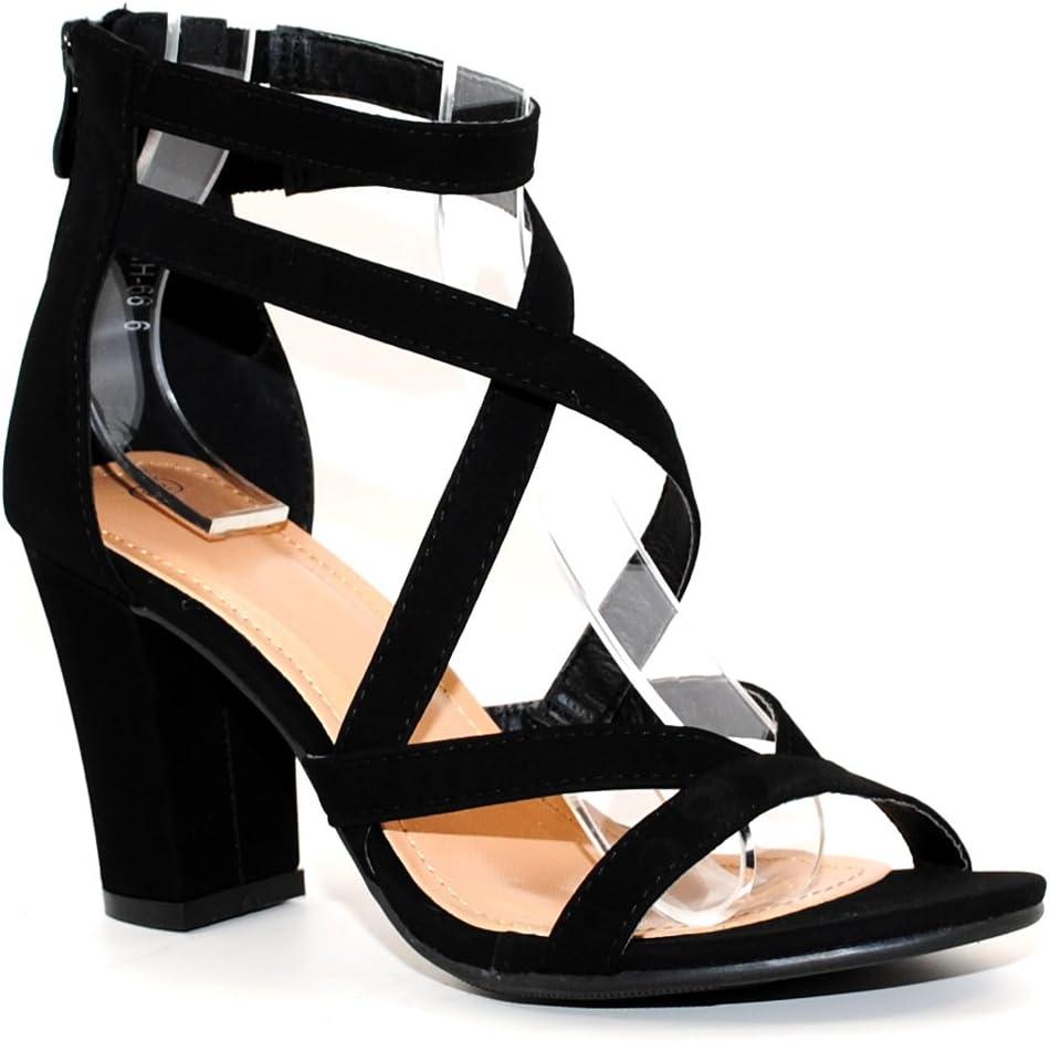 Women's Chunky Heel Ankle Strap Sandals (10, Black)