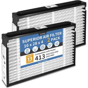 2-Pack 413 Replacement Filter Compatible with Aprilaire Whole House Air Purifier Models 1410 1610 2410 2416 3410 4400, 16x28x4 MERV 13 Furnace Filter