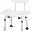 Bath Shower Safety Chair Seat with Backrest, Adjustable and Anti-Slip Bench Bathtub Stool for Elderly or Seniors (White ShowerChair with Backrest, White)