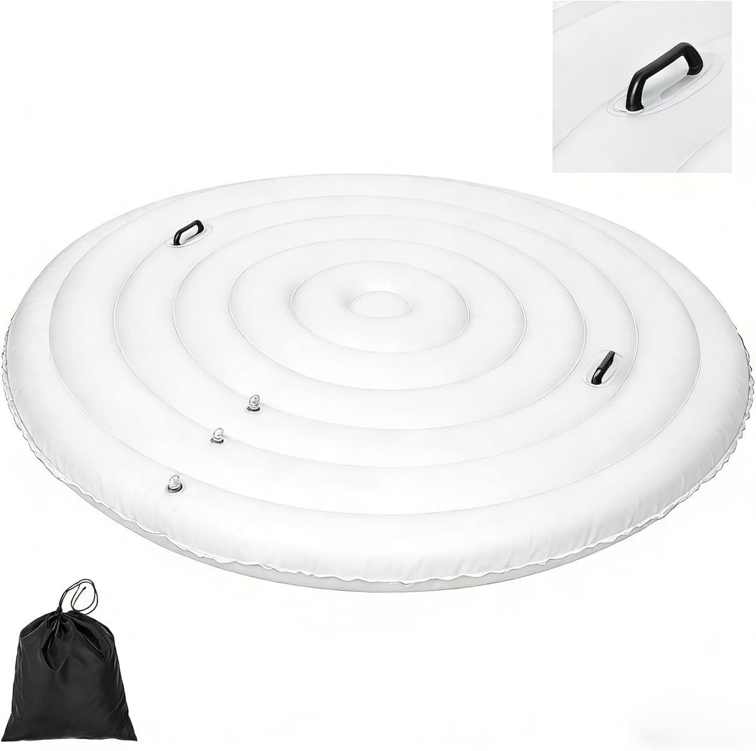 Inflatable Hot Tub Cover Round Replacement All Saluspa Intex Spa Covers Insert One Size Fits All Insulated Thermal Energy Saving Hot Tub Lid Replacement Used for Rain-Proof Snow-Proof with Handle