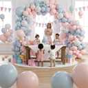 Pink Blue Brithday Balloon Arch Kit, Baby Pink Dusty Blue Cute Birthday Balloons with Print Balloons for Girl Birthday Party Decorations Baby Shower Pet Party Supplies