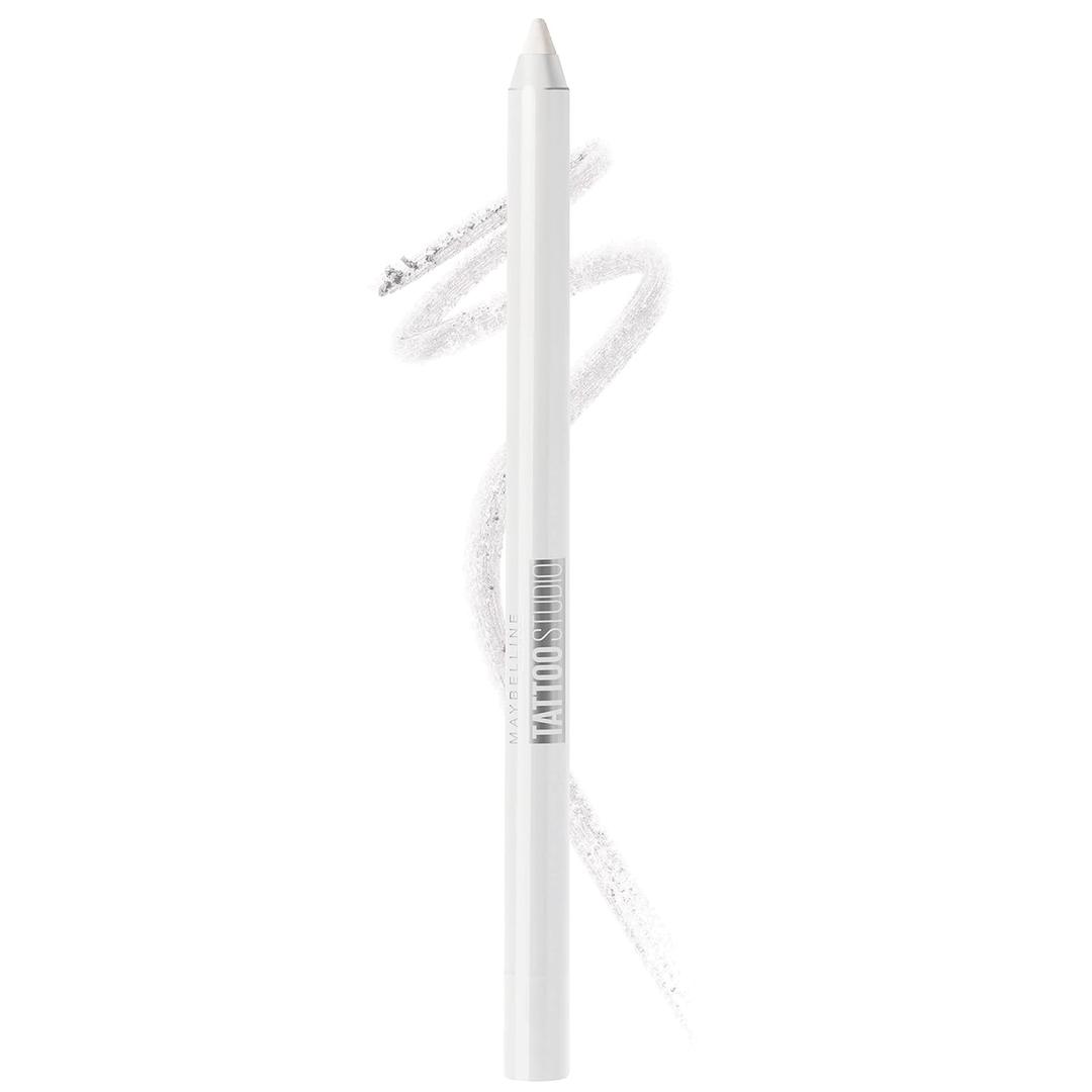 Maybelline TattooStudio Long-Lasting Sharpenable Eyeliner Pencil, Glide on Smooth Gel Pigments with 36 Hour Wear, Waterproof, Polished White, 1 Count (0.04 Ounce (Pack of 1))