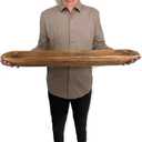 Wooden Dough Bowl Decor, Vintage Wooden Bowl Hand Carved Home Decor for Dining Table Center, Living Room, Kitchen Decor. (30inch brown)