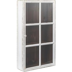 Creative Co-Op Antique White Wood Wall Cabinet with 3 Shelves