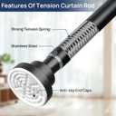 ENJOYBASICS 2 Pack Adjustable Spring Tension Curtain Rods 32 to 66 Inches, Stainless Steel Matte Black Shower Rod No Drilling for Window, Bathroom, Closet, Room Divider, 7/8" Diameter