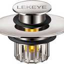 LEKEYE Tub Stopper | Shower Drain Hair Catcher | Pop-up Drain Stopper with Strainer | Bathroom Bathtub Plug | Drain Protector for 1-1/2 to 1-3/4" Bath Drain Hole - Brushed Nickel
