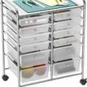 Simple Houseware Utility Cart with 12 Drawers Rolling Storage Art Craft Organizer on Wheels (Chrome)