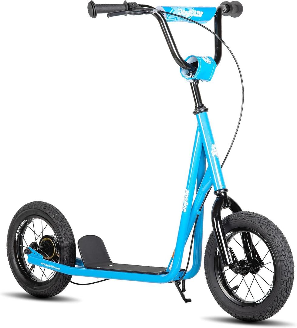 JOYSTAR Kick Scooter for Ages 5-9 Years Old Boys Girls, 12 Inch Big Wheels Scooters for Kids, Teens and Adults, Rear Brake and Adjustable Handlebar, Kids Scooter (Blue)