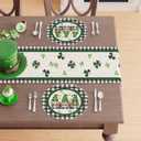 2 x XCHI Plaid Gnomes Shamrocks Clovers Golds St. Patrick's Day Round Placemats Set of 4 Table Mats for Party Home Kitchen Dining Table Decorations 14x14 Inch