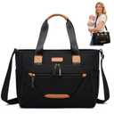 FHELAD Diaper Tote Bag, 4 in 1 Crossbody Diaper Bag with 16" Laptop Compartment, Black