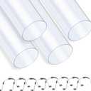 Xadnitu 4 Pieces 2-1/2" x 36" Clear PVC Pipes, Rigid Plastic Round Tubes with Strap Clamps for Home, Garden, Woodworking, DIY Dust Collection System
