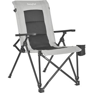 SUNNYFEEL Ergonomic High Back Camp Chair - 500lbs Heavy Duty Folding Chair, UV-Resistant Portable Camp Chair with Hard Armrests, Cup Holder Bag for Outdoor, Basebal, Travel, Sports, Hiking, Fishing (Oxford Fabric Grey)