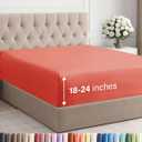Extra Deep King Fitted Sheet - Hotel Luxury Single Fitted Sheet Only - Easily Fits 18 inch to 24 inch Mattress - Ultra Soft, Wrinkle Free w/Extra Deep Pockets - Easy-Care, Breathable & Comfy - Coral