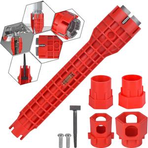 14-in-1 Multi-functional Wrench for Toilet, Sink, Bathroom, Kitchen Plumbing Installation and Repairs, Red