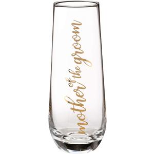 Lillian Rose Mother of Groom Stemless Champagne Wedding Toasting Glass, 1 Count (Pack of 1), Clear