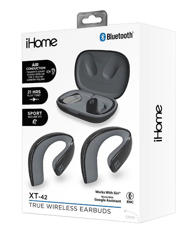 Bytech iHome XT-42 True Wireless Bluetooth In-Ear Earbuds, Black, HMAUBE238BK