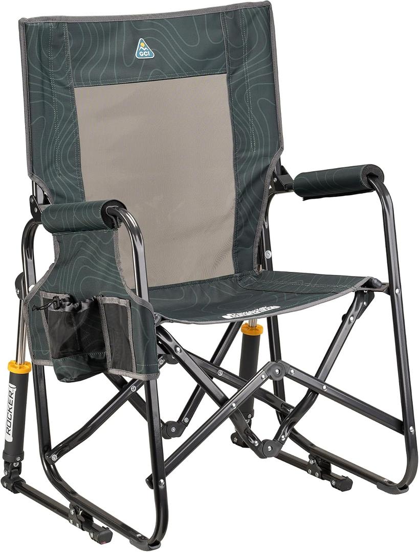GCI Outdoor Freestyle Stowaway Rocker Portable Rocking Outdoor Camping Chair, Hunter Topo