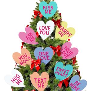 12 Pcs Valentines Day Decorations Tree Ornaments 8 Inch Large Colorful Heart Valentine Decorations Cute Hear Picks Ornaments for Valentine's Day Tree Topper Home Wedding Dcor
