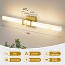 Linour Modern Bathroom Vanity Light 30 inch, 20W Dimmable 5CCT Led Bathroom Light Fixture Over Mirror, Gold Bar Vanity Light with Faux Marble Resin Shade for Bathroom Mirror Restroom