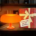 Orange Mushroom Lamp for Bedroom  Aesthetic Vintage Mushroom Lamps with 3 Lighting Colors & 10 Brightness  USB Powered Nightstand Retro Lamp for Reading Room, Office, Dorm | ABS + PVC Build