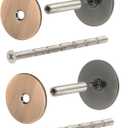 PATIKIL 2Pcs Door Hole Cover Plate, (Coppery) Stainless Steel Deadbolt Cover Plate Door Knob Hole Filler Plates with 3.54" Connecting Screws, Suit for - 1-3/8" Holes/Door/Cabinet/Wall