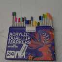 ARTISTRO 24 Dual Tip Acrylic Paint Markers - Art Painting Kit Easy for All Ages & Levels Acrylic Paint Pens for Fabric, Rocks, Paper, Wood, Canvas, Glass, DIY (Dual Tip Brush + Fine)