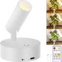Rechargeable LED Spotlight Indoor: Wireless Battery Operated Spotlight with Remote Control Small Picture Spot Light Accent Up lighting for Plant Artwork White
