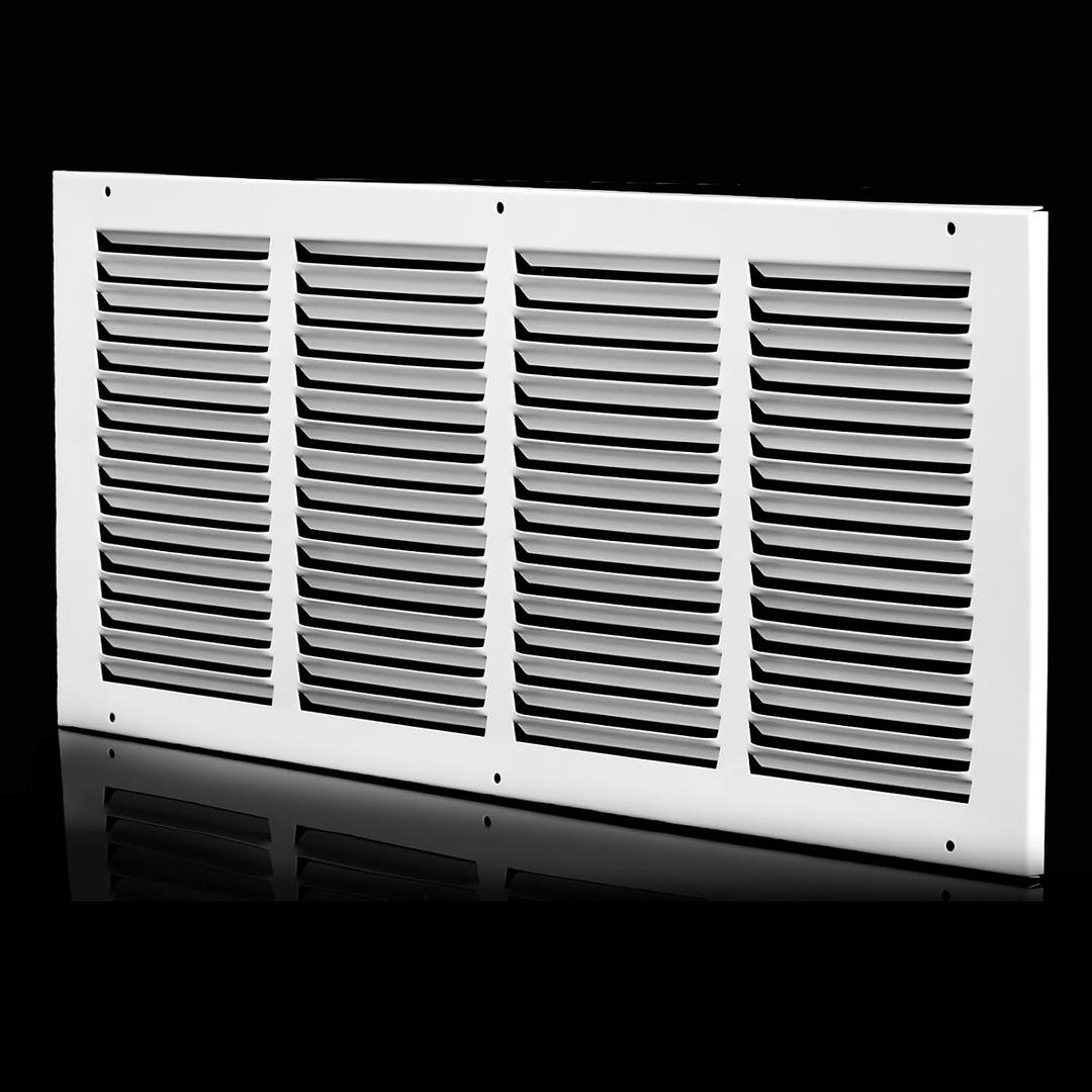 20x10 Return Air Grille (Duct Opening Size), Air Return Vent Cover, AC Vent Cover, Cold Air Return Vent Cover, Flat Return Air Grilles, Outer Dimensions:21.75"W x 11.75"H (20"W x 10"H, Duct Opening)