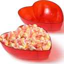 2 Pcs Heart Shape Dish 9.65 Inch Valentine Candy Bowl Red Love Dishes Plastic Love Fruit Plate Dessert Snack Salad Bowl for Home Valentine Anniversary Wedding
