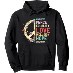 Diversity Equality Love Peace Human Rights Social Justice Pullover Hoodie, XL