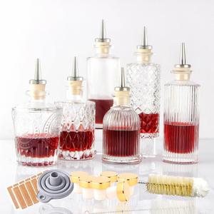 Bitters Bottle Set of 6 Dasher Bottles for Cocktails with Stainless Steel Dash Tops and Stoppers, Dispenser Bottles, Barware Set for Home Bar (6 pacl)