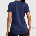 Women's Workout Shirts Bum-Covering Length Lightweight Short Sleeve Dry Fit Athletic Hiking Running Summer Tops for Women (Blue, XL)