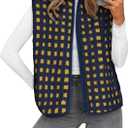 Womens Sherpa Vest Sleeveless Plaid Zip Up High Neck Warm Fleece Gilet Outerwear Crop Jackets with Pockets (XL)