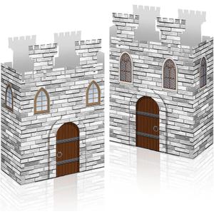 12 Pcs Castle Favor Boxes Medieval Party Decorations Cardboard Castle DIY Candy Treat Gift Box for Medieval Knight Princess Birthday Party Table Decorations