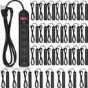 Kanayu 30 Pcs 6 Outlet Power Strip Surge Protector Long 6ft Extension Cord with Multiple Flat Plug Rectangular Electrical Equipment for Home Office(Black)