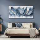Framed Art Wall Decorations Blue Leaves Canvas Wall Art Abstract Art Modern Artwork For Living Room Bedroom Dining Room Home Office Decor 29"X58"