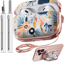 Inesore for AirPods Pro 2nd Generation Case Cover with Lock, Flowers Cute Air Pods Pro 2 Case Hard iPod Pro Cases for Women Girls with Cleaner Kit (2023 USB-C /2022/2019) -Blue Flower