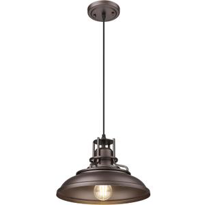 FEMILA Farmhouse Pendant Light,12" Barn Vintage Hanging Light Fixture for Kitchen Island, Adjustable Height,Oil Rubbed Bronze Finish, 4FY15-MP ORB